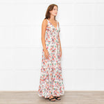 Me+Em Cream Coral Green Purple Paisley Strappy Maxi Dress