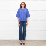 Me + Em Blue Cashmere Blend Short Sleeve Sweater