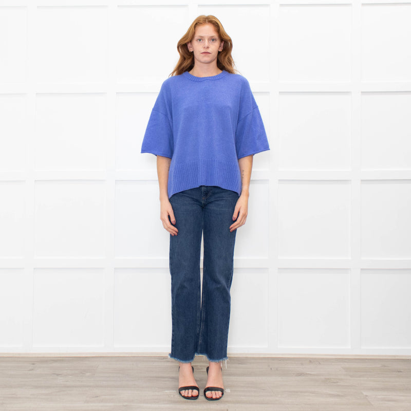 Me + Em Blue Cashmere Blend Short Sleeve Sweater