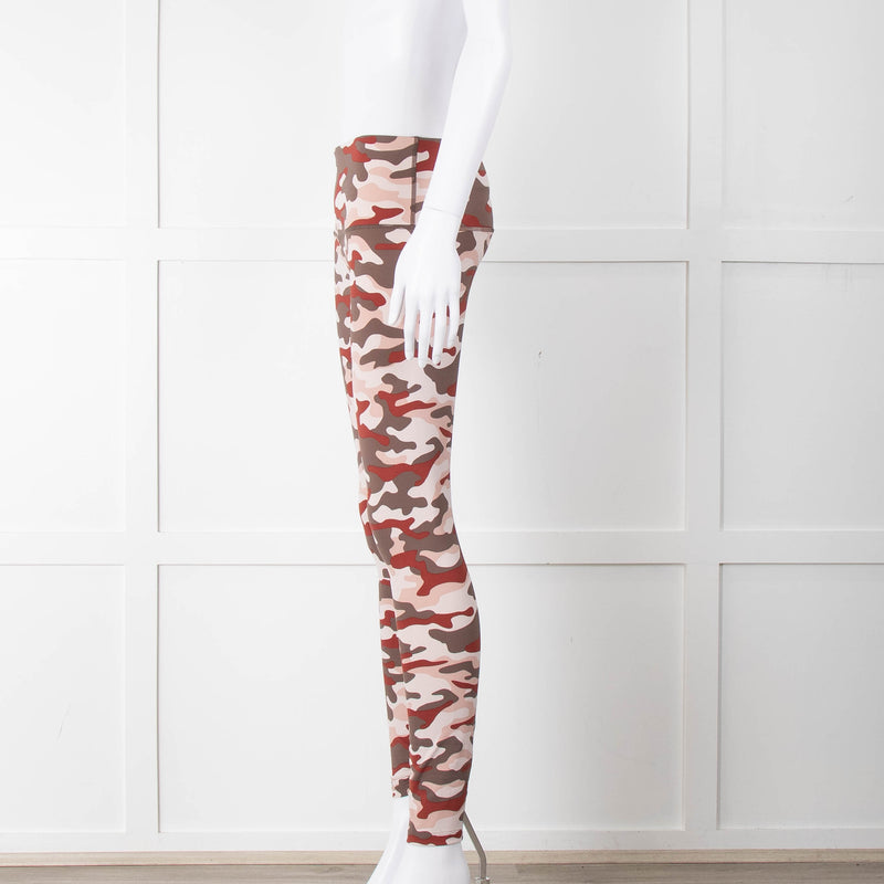 Varley Brown Cream Pink Camouflage Print Leggings