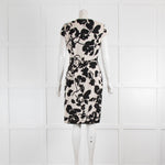 Weekend Max Mara Beige Black Floral Jersey Short Sleeve Dress