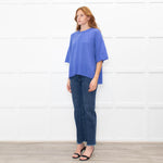 Me + Em Blue Cashmere Blend Short Sleeve Sweater