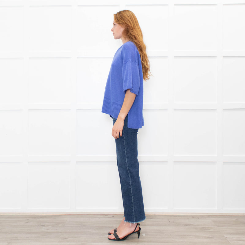 Me + Em Blue Cashmere Blend Short Sleeve Sweater