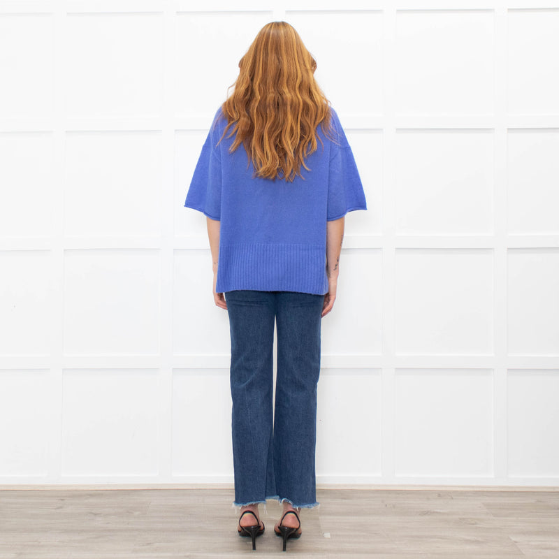Me + Em Blue Cashmere Blend Short Sleeve Sweater