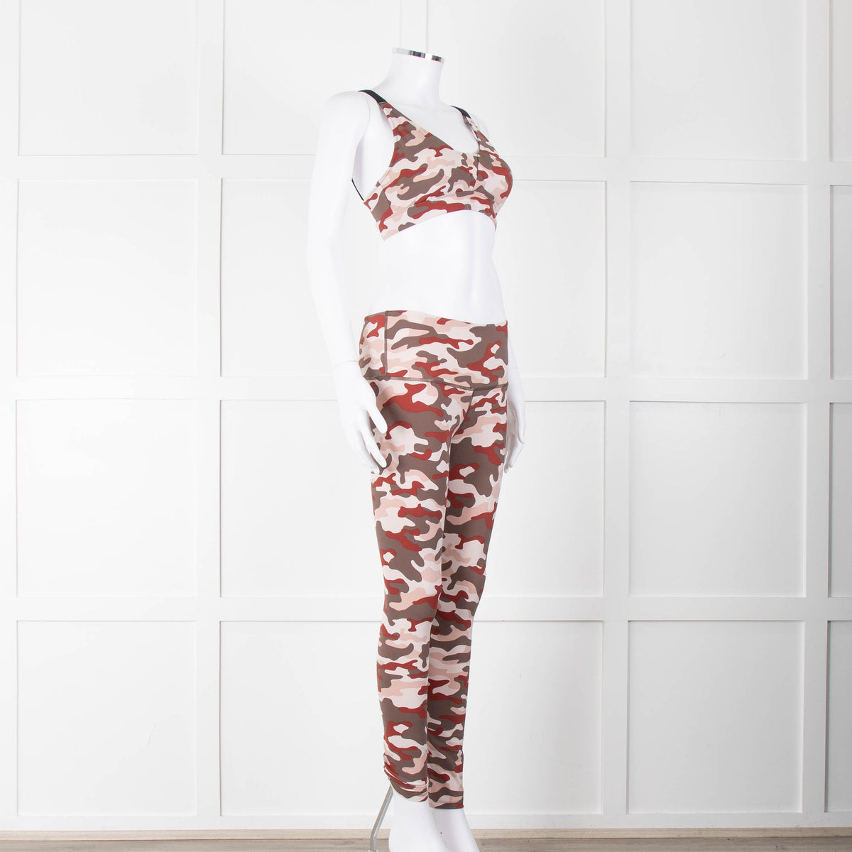 Varley Brown Cream Pink Camouflage Print Leggings
