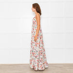 Me+Em Cream Coral Green Purple Paisley Strappy Maxi Dress