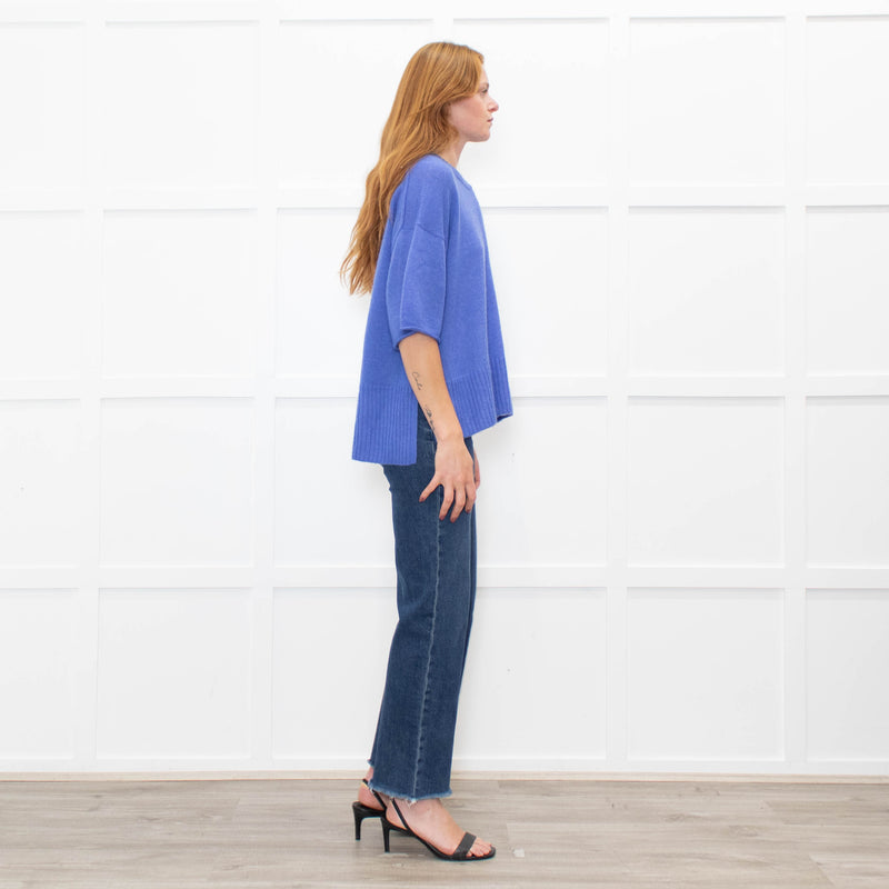 Me + Em Blue Cashmere Blend Short Sleeve Sweater