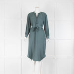 Peserico Sage Green Tie Neck Midi Dress