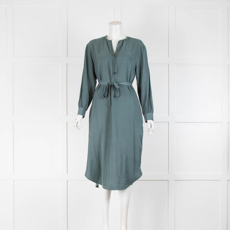 Peserico Sage Green Tie Neck Midi Dress