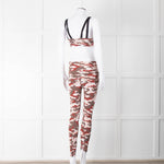Varley Brown Cream Pink Camouflage Print Leggings