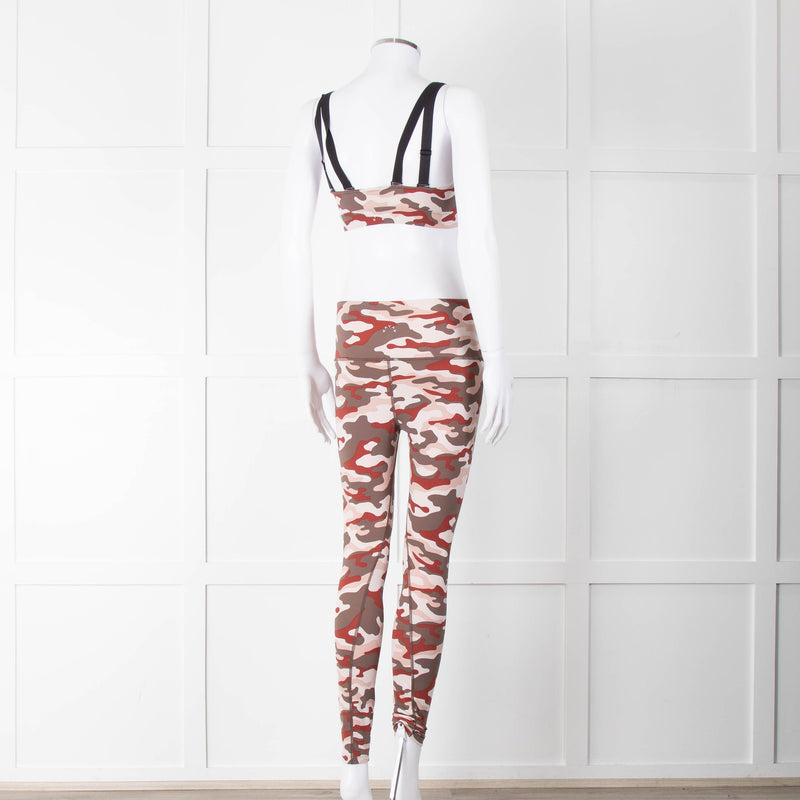 Varley Brown Cream Pink Camouflage Print Leggings