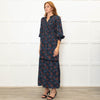 WYSE Navy Orange Smock Top Maxi Dress