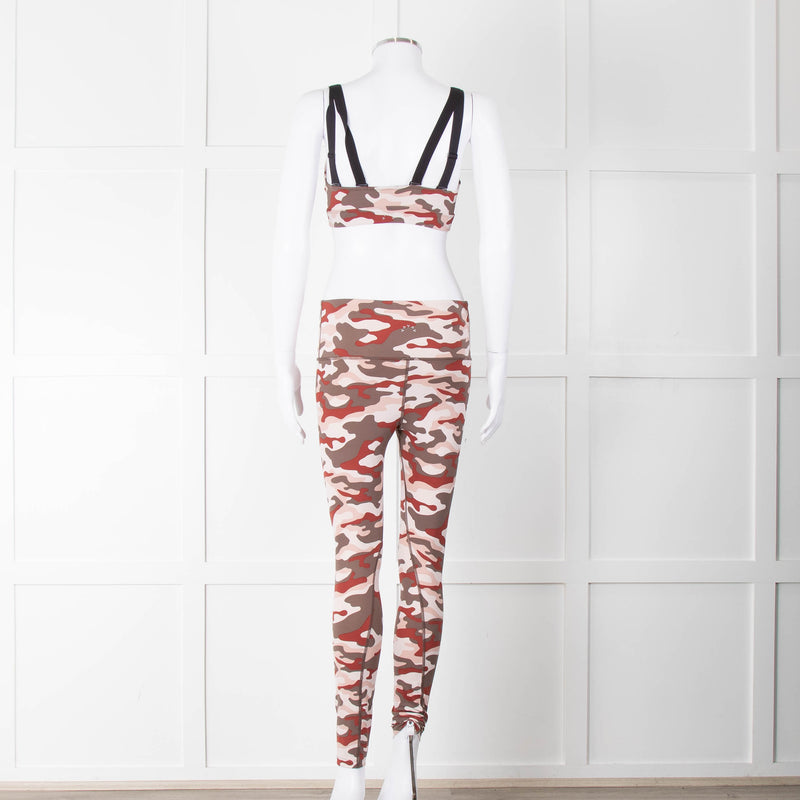 Varley Brown Cream Pink Camouflage Print Leggings