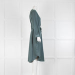Peserico Sage Green Tie Neck Midi Dress