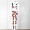 Varley Brown Cream Pink Camouflage Bra Top