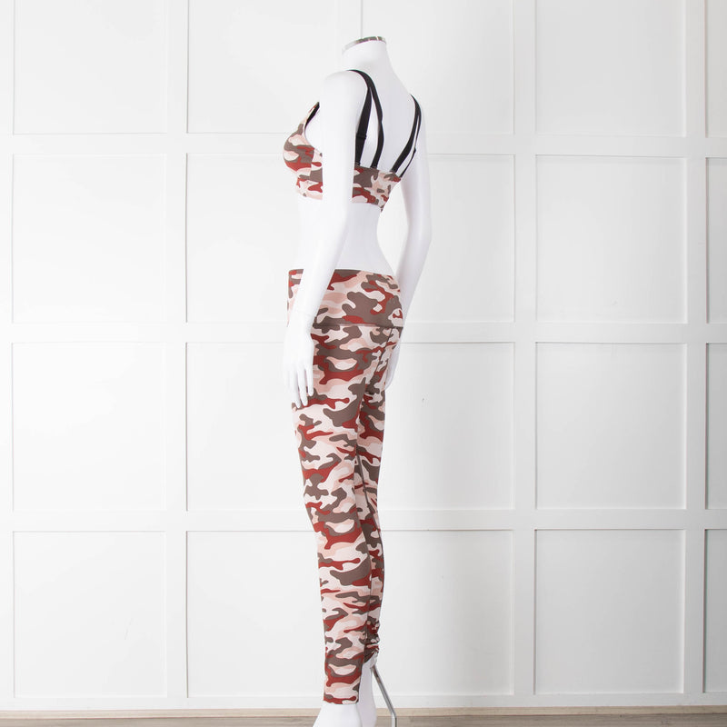 Varley Brown Cream Pink Camouflage Print Leggings