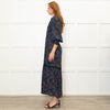 WYSE Navy Orange Smock Top Maxi Dress