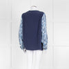 EQUIPMENT Blue Silk Top With Multicolour Sleeves