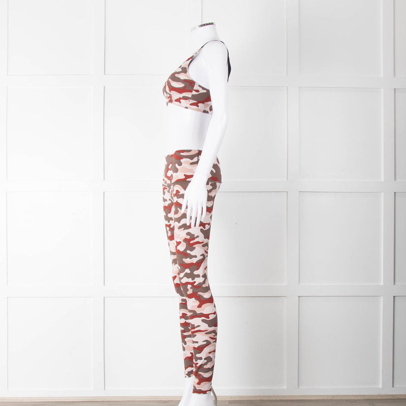 Varley Brown Cream Pink Camouflage Bra Top