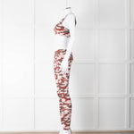 Varley Brown Cream Pink Camouflage Print Leggings