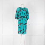 Tucker Turquoise Silk Dress in Butterfly Print