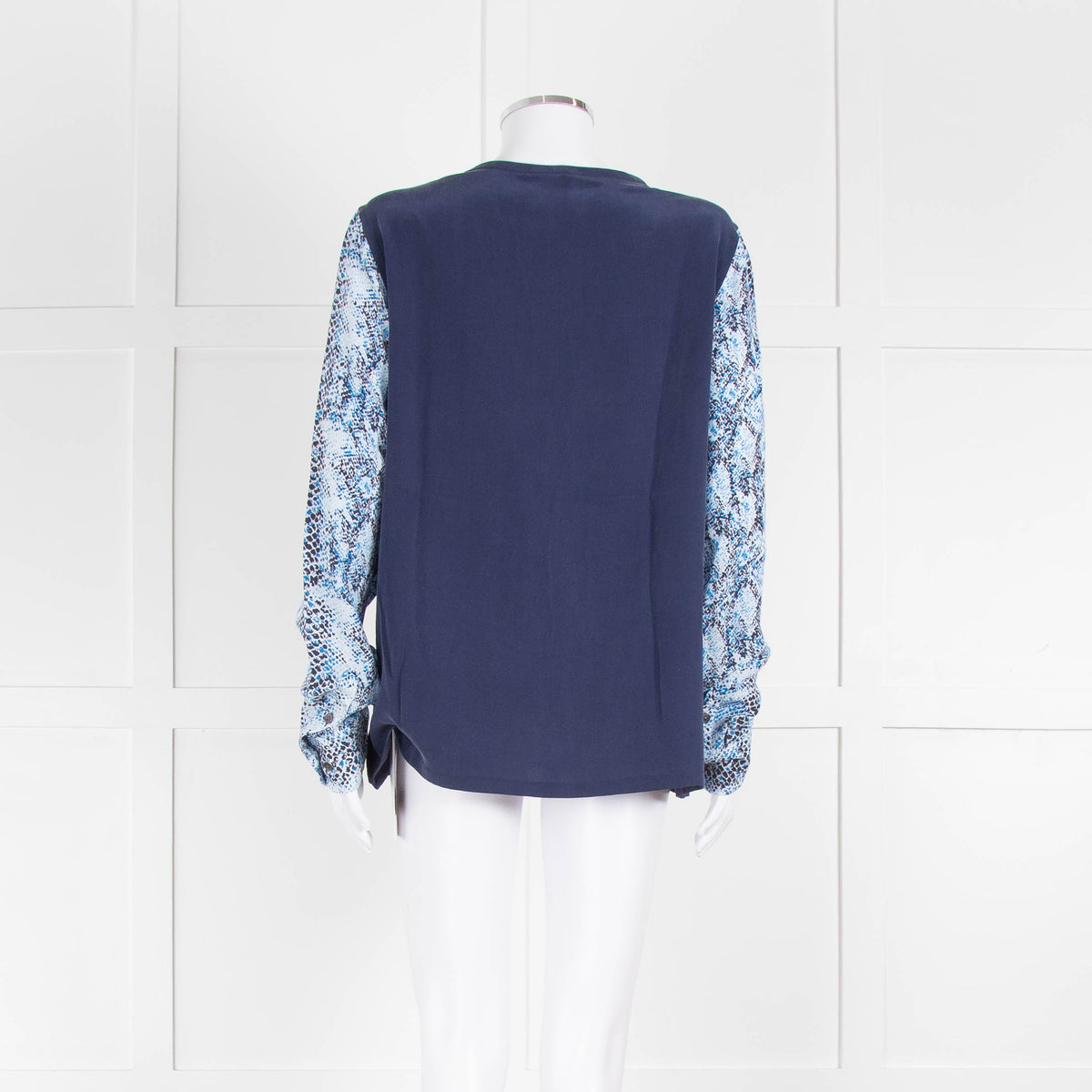 EQUIPMENT Blue Silk Top With Multicolour Sleeves