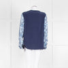 EQUIPMENT Blue Silk Top With Multicolour Sleeves