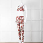 Varley Brown Cream Pink Camouflage Print Leggings