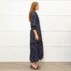 WYSE Navy Orange Smock Top Maxi Dress