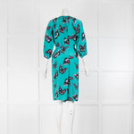 Tucker Turquoise Silk Dress in Butterfly Print