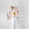 Alice & Olivia Cream Cardigan With Floral Embroidered Flowers
