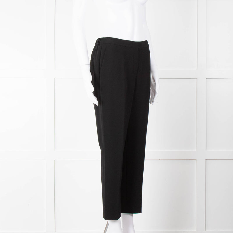 Theory Black Flat Front Elasticated Waist Trousers