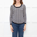 Claudie Pierlot Black Cream Striped Side Lace Up Top