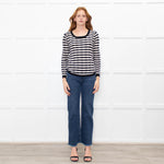 Claudie Pierlot Black Cream Striped Side Lace Up Top