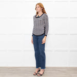 Claudie Pierlot Black Cream Striped Side Lace Up Top