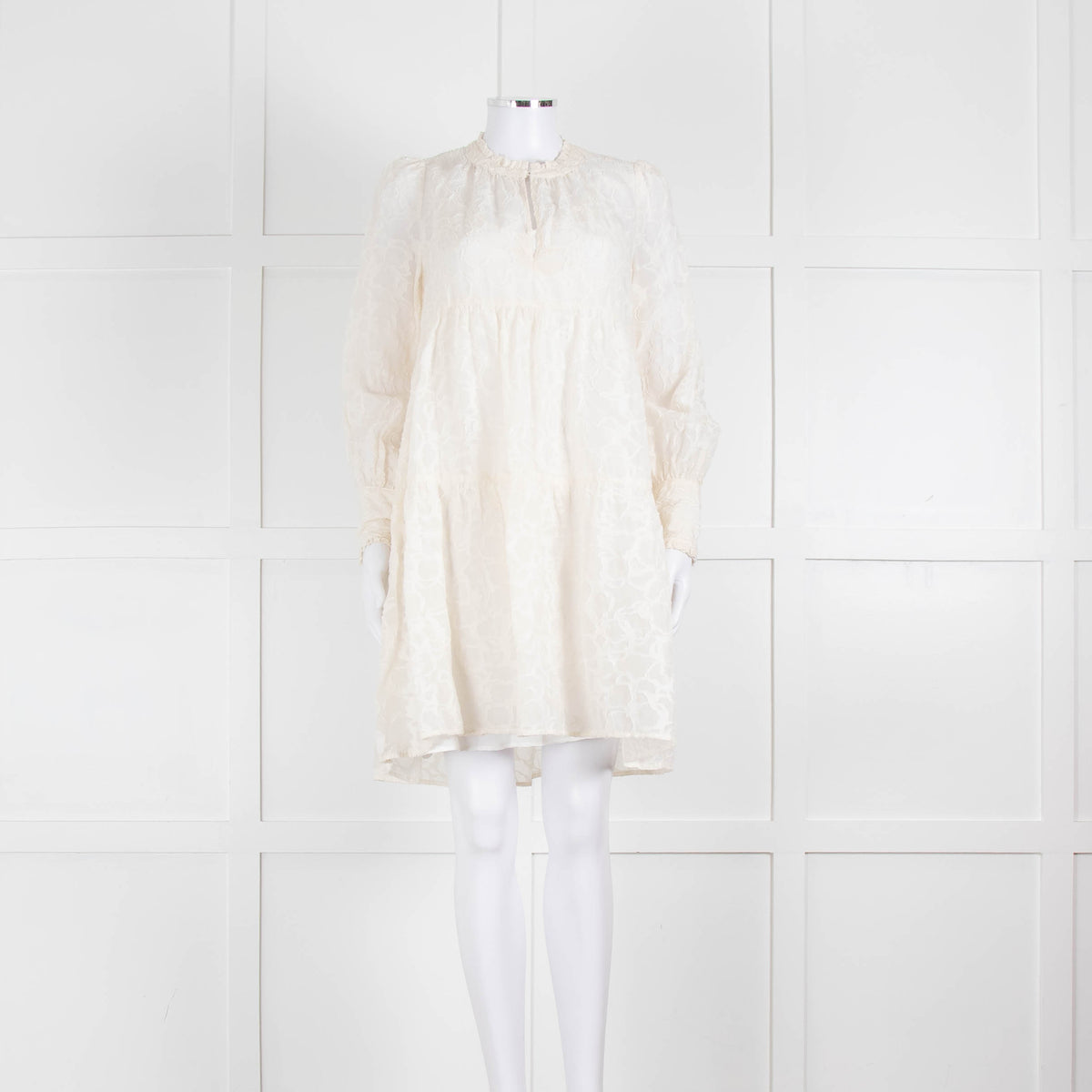 Dea Kudibal White Textured Tiered Mini Dress