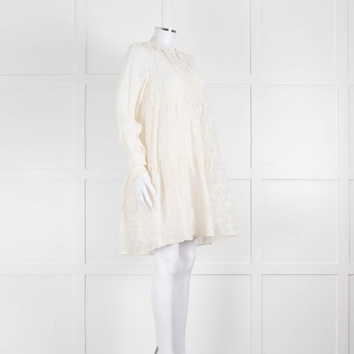 Dea Kudibal White Textured Tiered Mini Dress