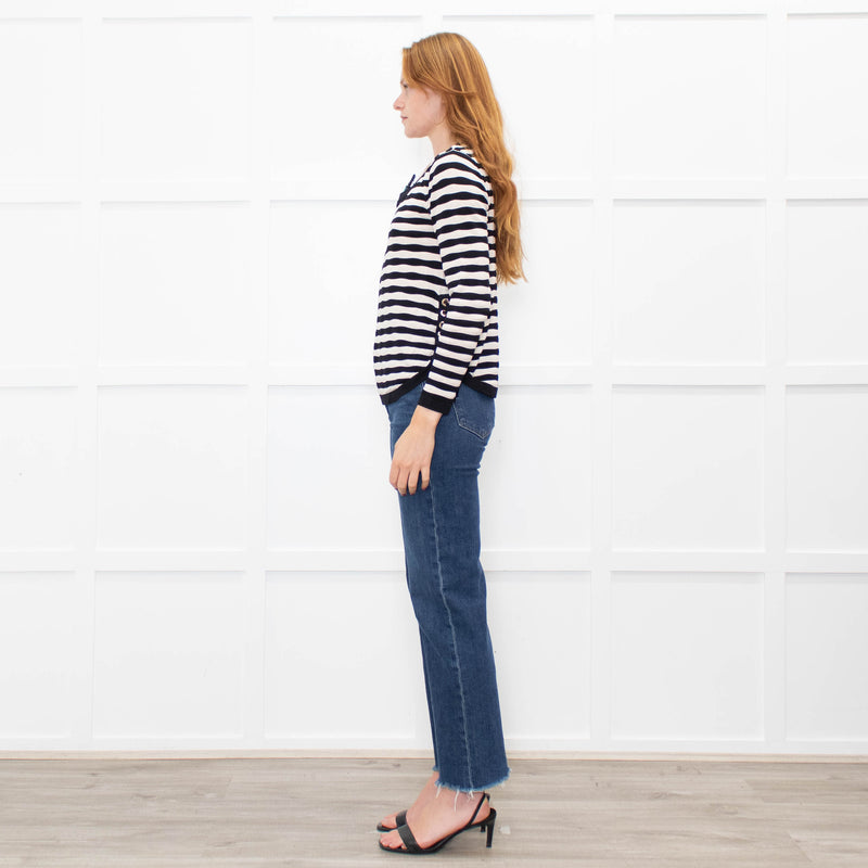 Claudie Pierlot Black Cream Striped Side Lace Up Top