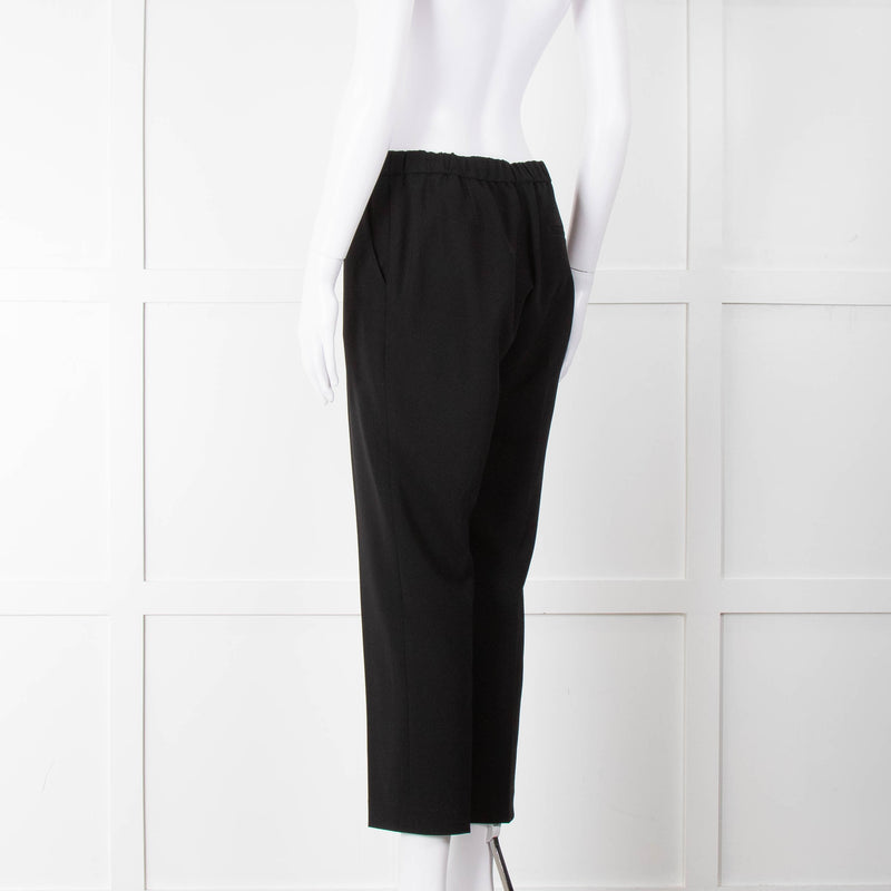 Theory Black Flat Front Elasticated Waist Trousers