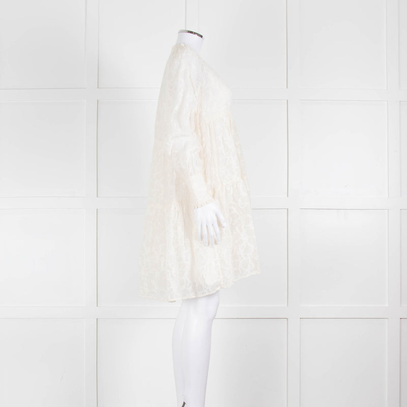 Dea Kudibal White Textured Tiered Mini Dress