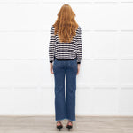 Claudie Pierlot Black Cream Striped Side Lace Up Top
