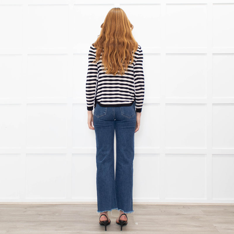 Claudie Pierlot Black Cream Striped Side Lace Up Top
