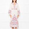 Zimmermann Cream Linen Rust Coral Blue Paisley Embroidered Trim Maxi Dress