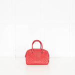 Prada Red Leather Diagramme Bauletto Bag