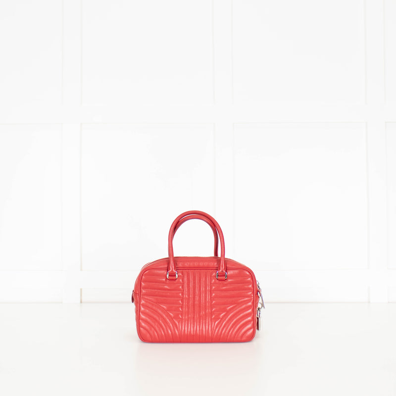 Prada Red Leather Diagramme Bauletto Bag