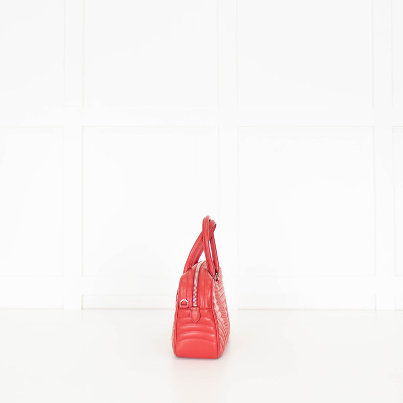 Prada Red Leather Diagramme Bauletto Bag