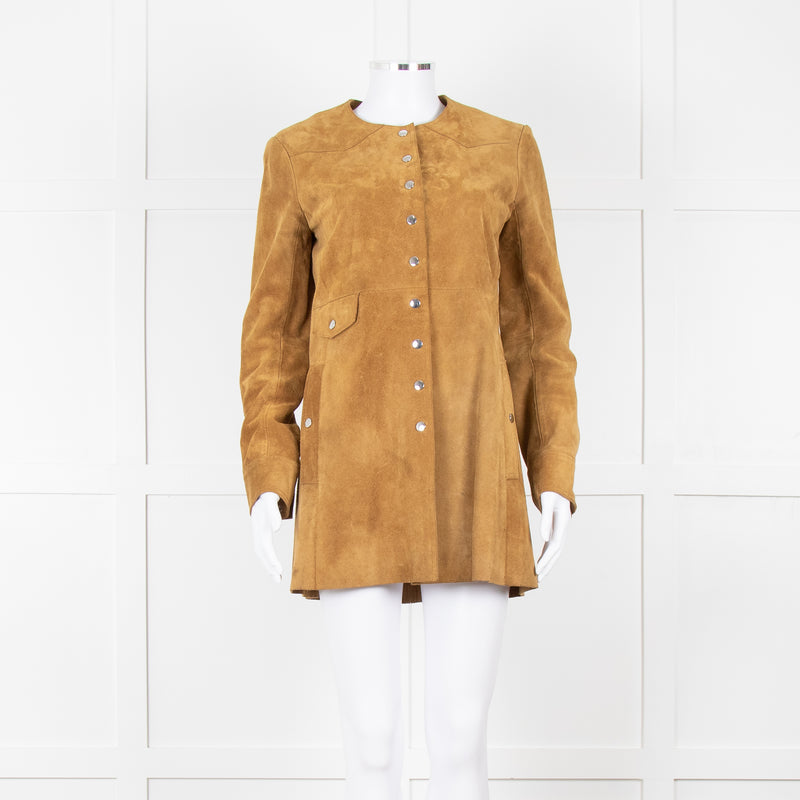 Isabel Marant Etoile Brown Suede Collarless Coat