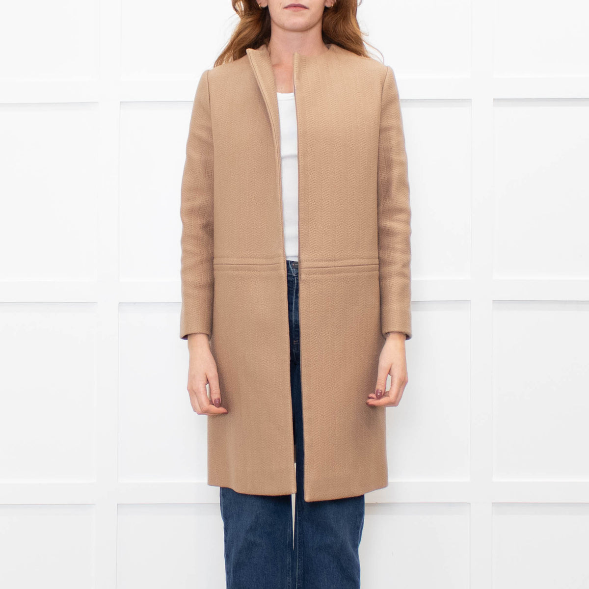 Celine Tan Wool Blend Edge To Edge Coat