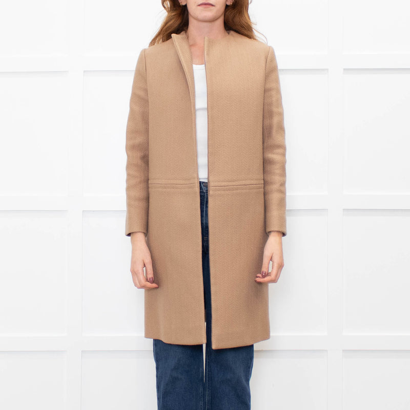 Celine Tan Wool Blend Edge To Edge Coat