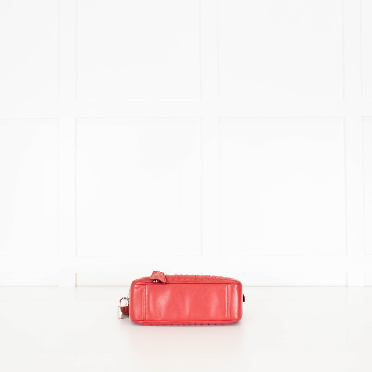 Prada Red Leather Diagramme Bauletto Bag